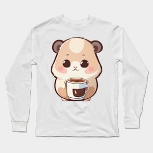 Cute hamster with coffee Long Sleeve T-Shirt